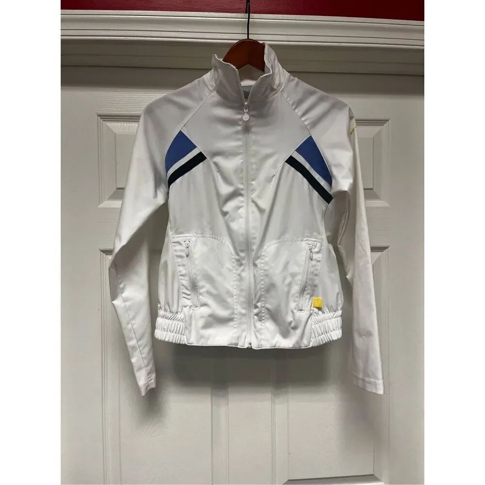 Nike White Play Up Fitted Track Jacket Golf Sz M EUC